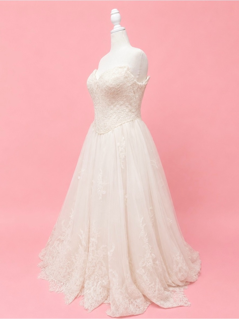Allure Couture Strapless Lace Ball Gown Wedding Dress in Ivory - Picture 12 of 12
